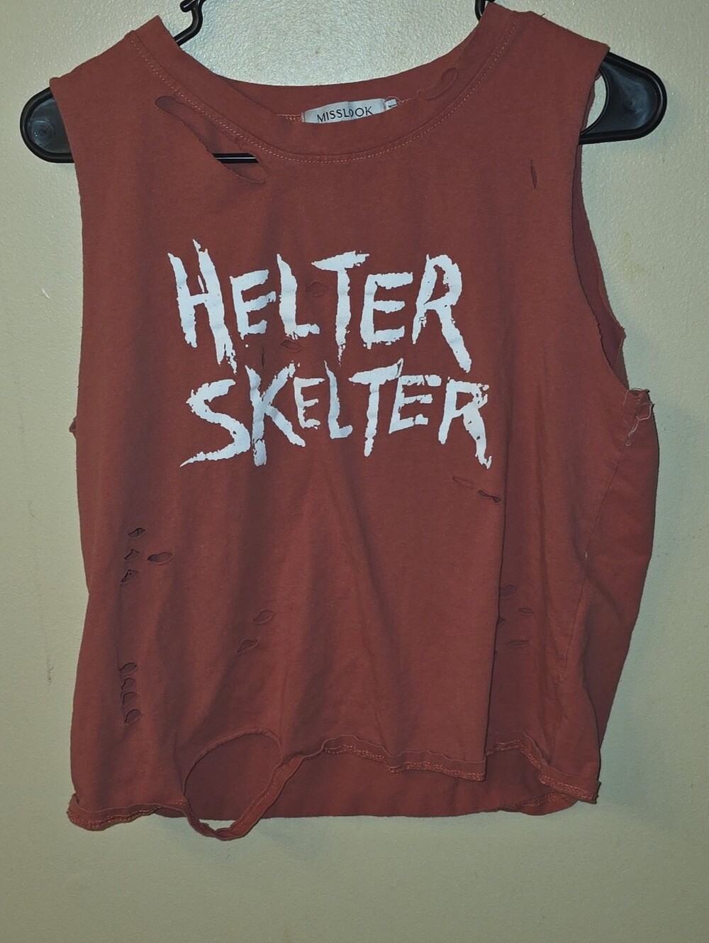 MISSLOOK Women's Brown/orange Graphic Print Crew Neck Sleeveless Tank Top Size M
